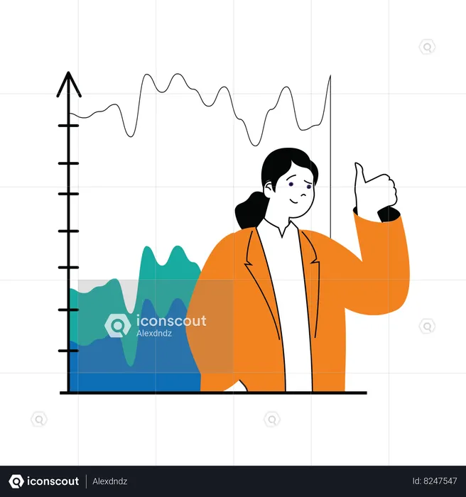 Female analyzer showing thumbs up  Illustration