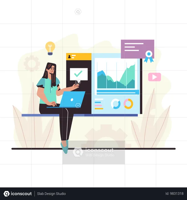 Female analyzing seo  Illustration