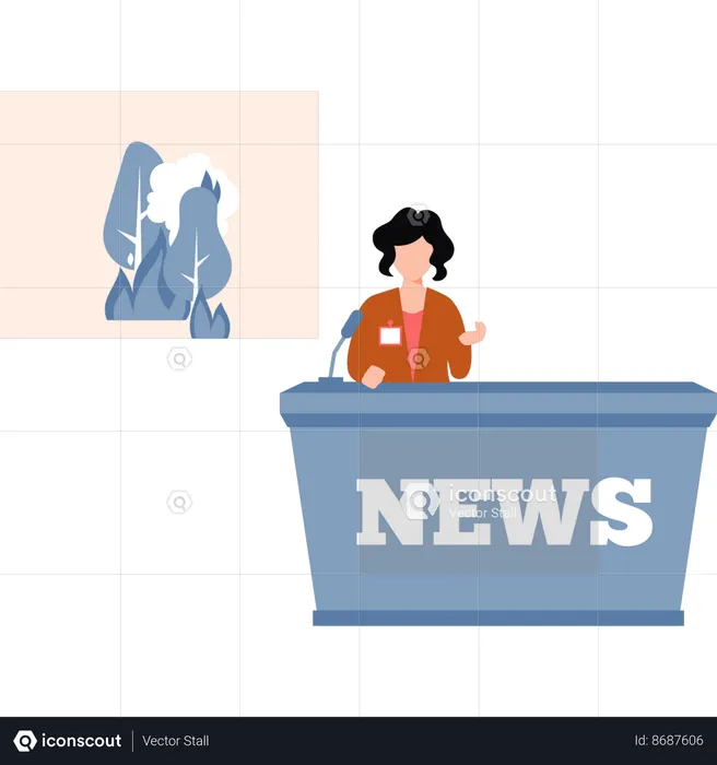 Female anchor is giving the news  Illustration