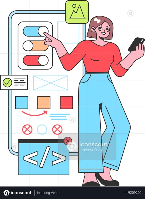 Female app developer  Illustration