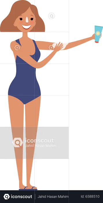 Female applying sunscreen  Illustration