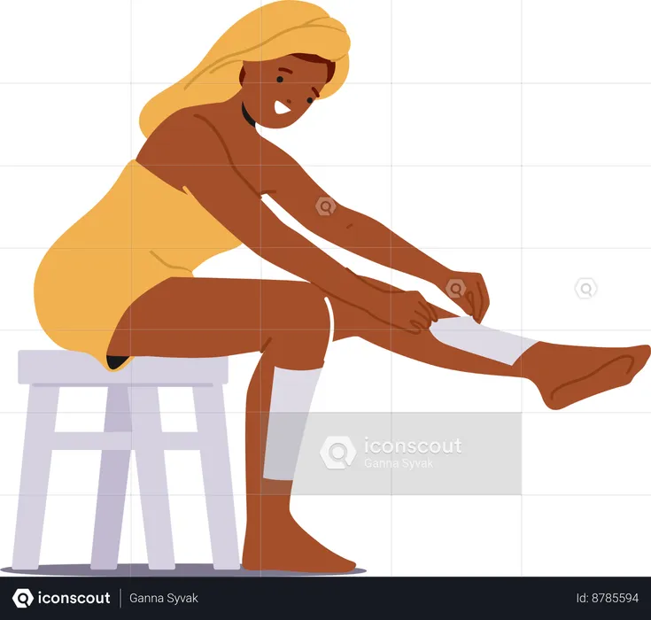 Female Applying Warm Wax  Illustration