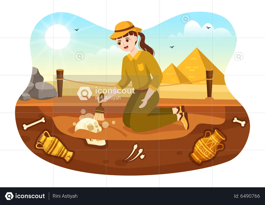 Female Archaeologist  Illustration