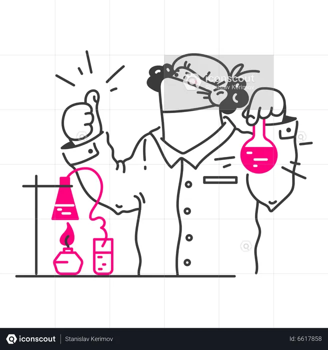 Scientist doing test in laboratory  Illustration