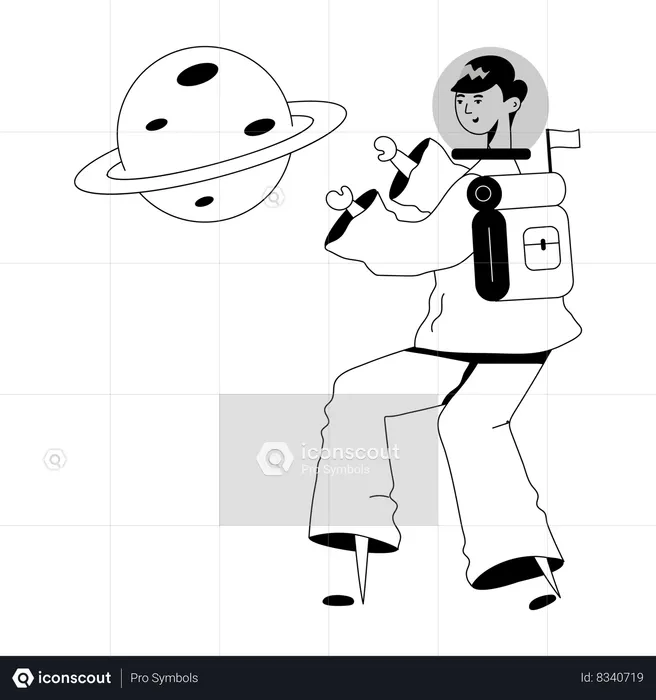 Female Astronaut exploring planet  Illustration
