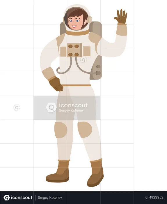 Female Astronaut Saying Hello  Illustration