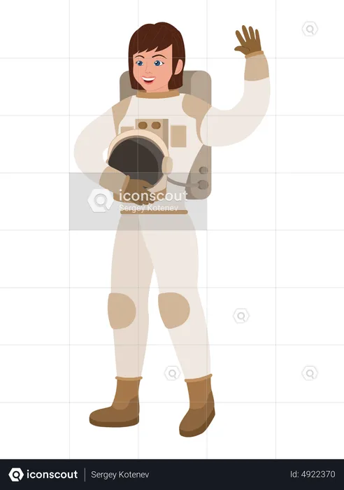 Female Astronaut Saying Hello  Illustration