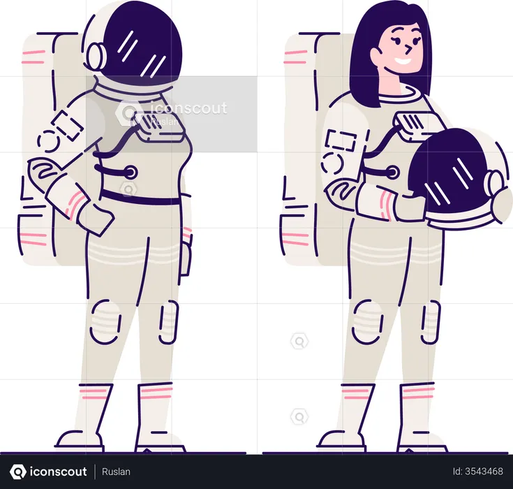 Female astronaut with helmet  Illustration