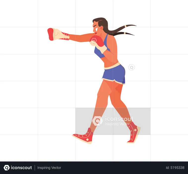 Female athlete doing boxing  Illustration