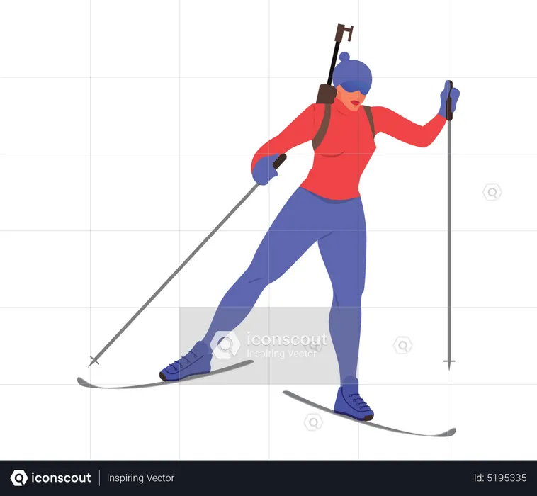 Female athlete doing ice skiing  Illustration