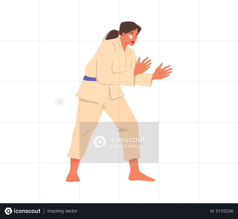 Female athlete doing karate  Illustration