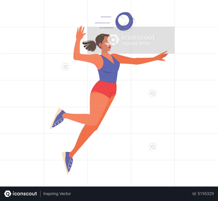 Female athlete playing beach volleyball  Illustration