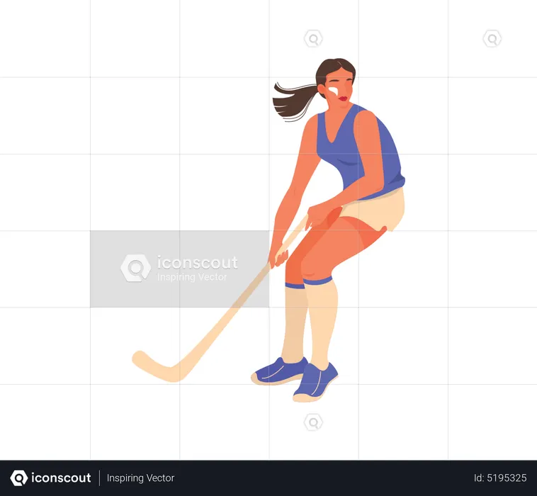 Female athlete playing hockey  Illustration