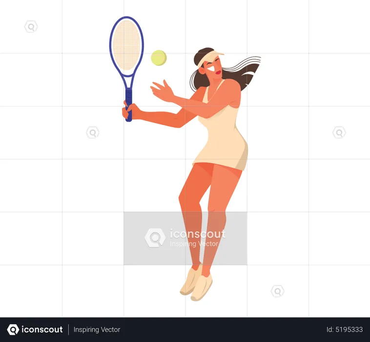Female athlete playing tennis  Illustration