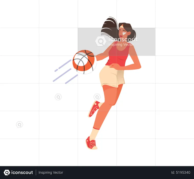 Female athlete playing throw ball  Illustration