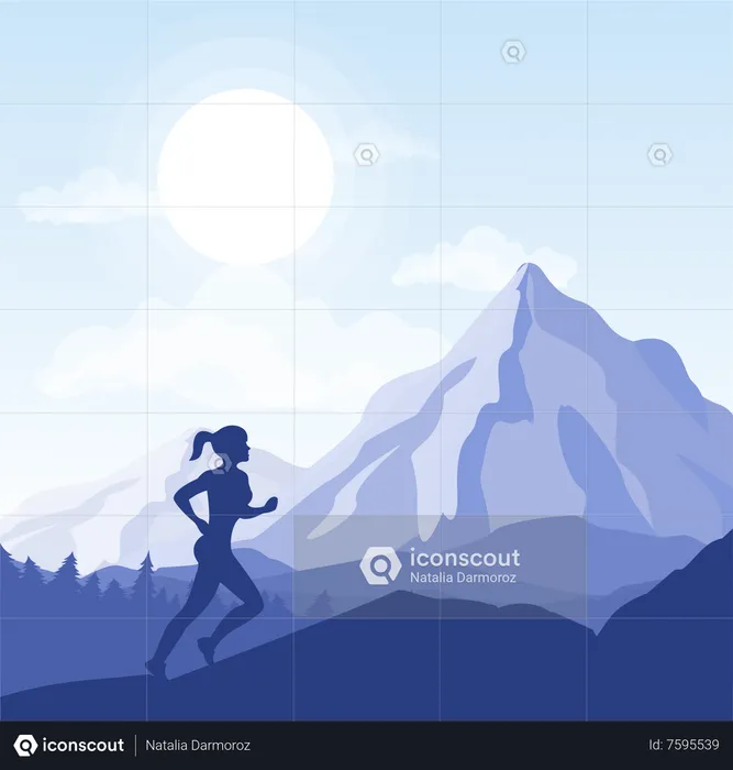 Female athlete running marathon race  Illustration