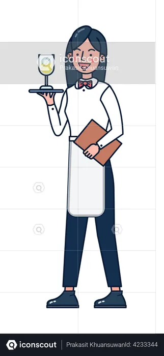 Female bar waiter  Illustration