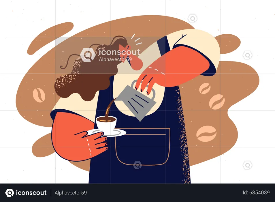Female barista making coffee  Illustration