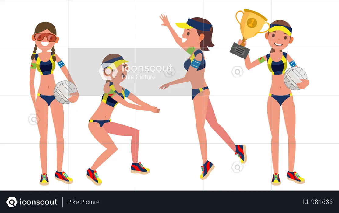 Female Beach Volleyball Player  Illustration