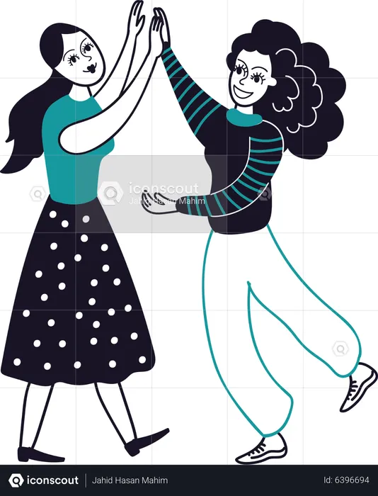 Female bestfriend meeting each other  Illustration