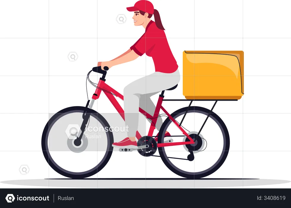 Female bike courier  Illustration