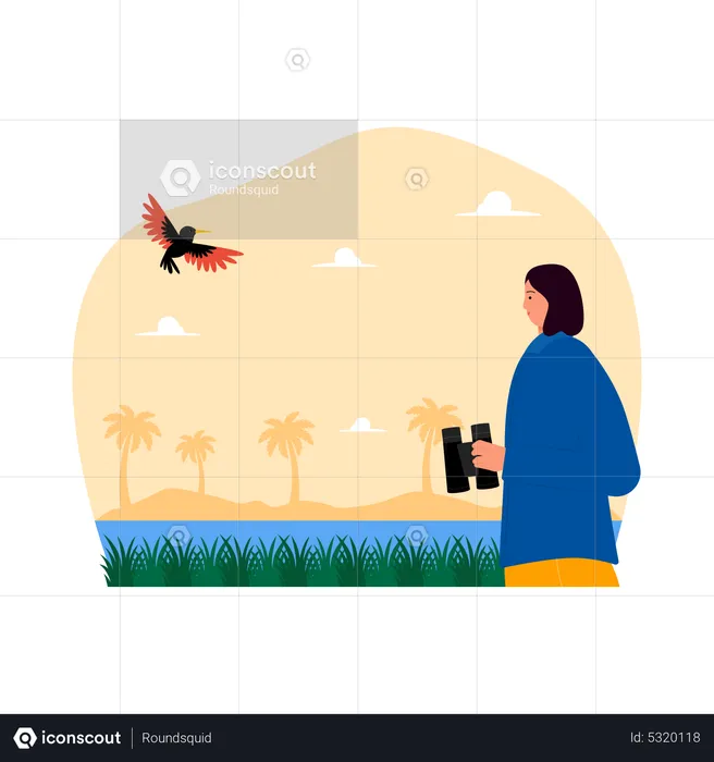 Female birdwatcher  Illustration