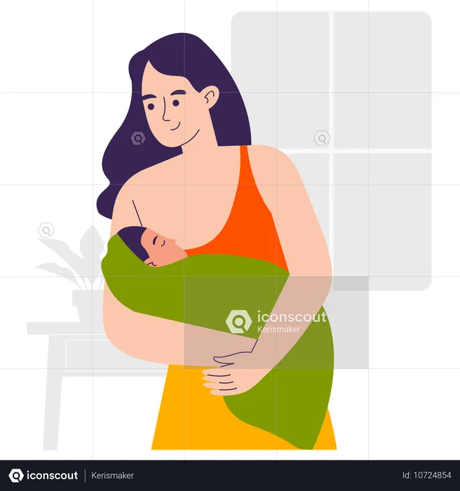 Female Breastfeeding Baby  Illustration