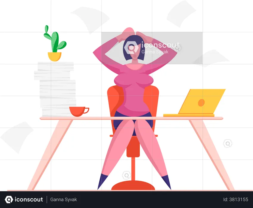 Female businesswoman getting stressed at office  Illustration