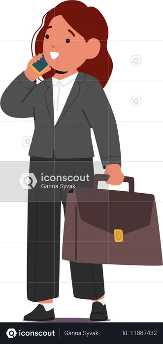 Female businesswoman with briefcase  Illustration