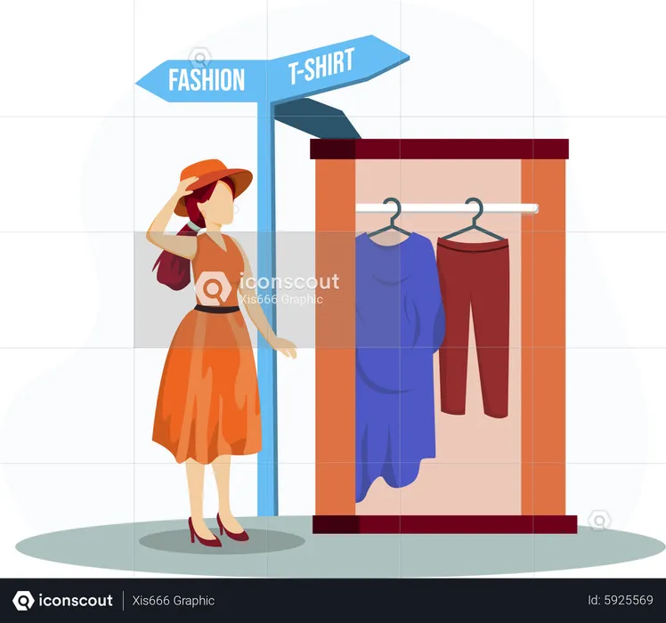Female buying clothes  Illustration