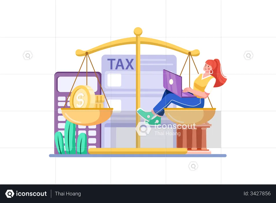 Female CA managing Taxes  Illustration