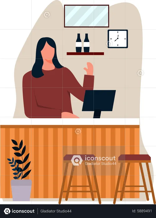Female cafe owner  Illustration