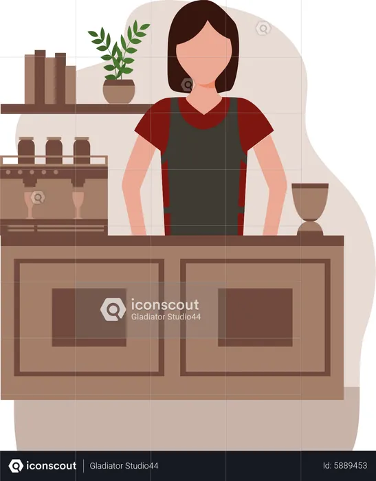 Female cafe owner  Illustration