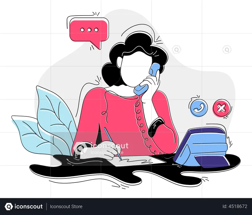 Female call center executive  Illustration