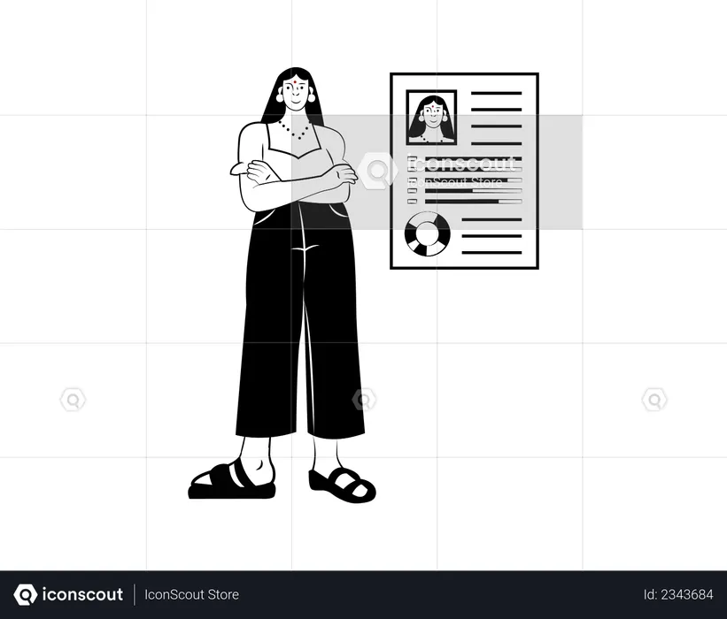 Female candidate job profile  Illustration