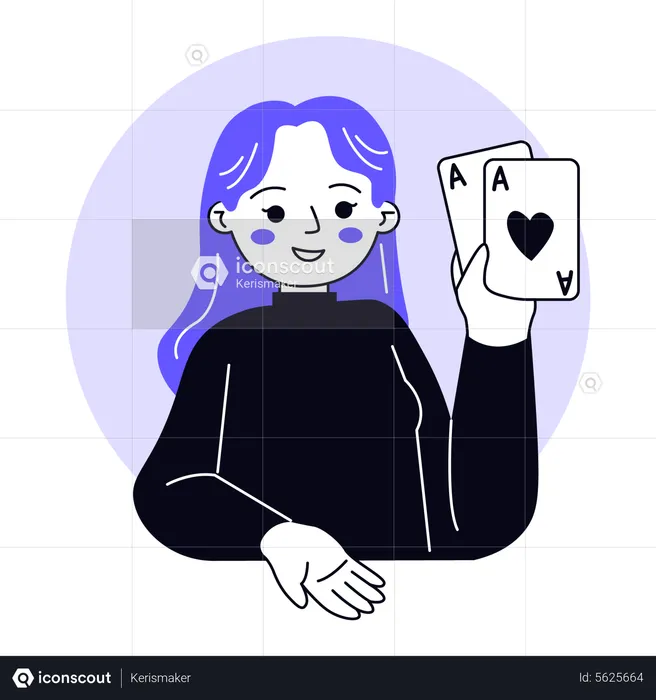 Female Cards Player  Illustration