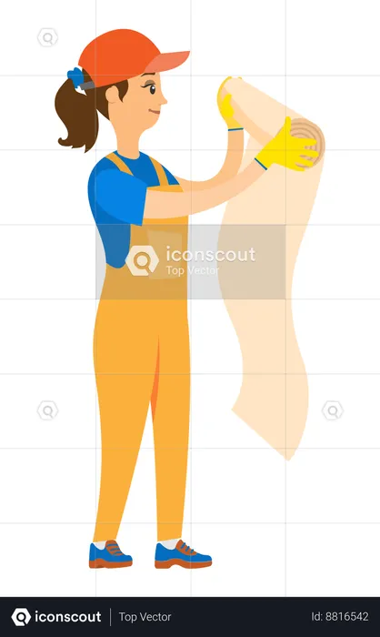 Female carpenter is fixing house tools  Illustration