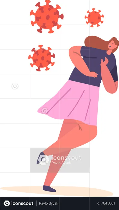 Female Character Escape from Virus Cells  Illustration