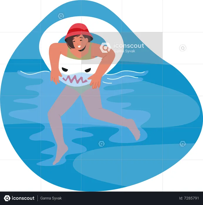 Female Character in Sea  Illustration