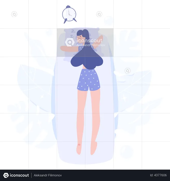 Female Character Sleeping  Illustration