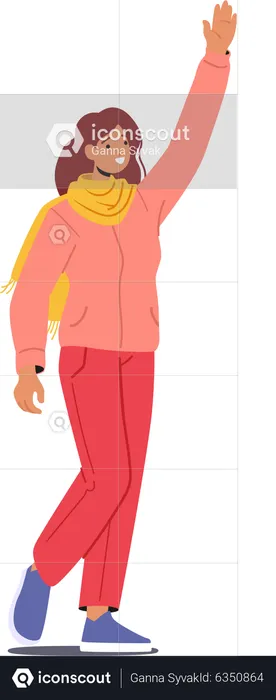 Female character waving hand  Illustration