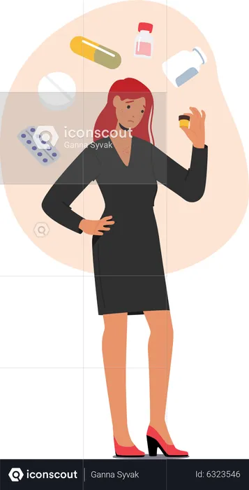 Female character with allergy reaction  Illustration