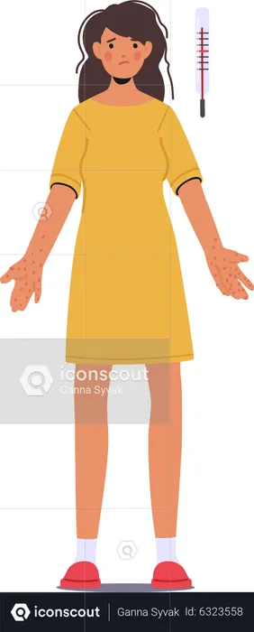 Female character with virus infection symptoms  Illustration