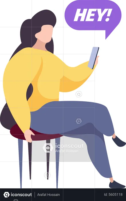 Female Chat On Social Media  Illustration