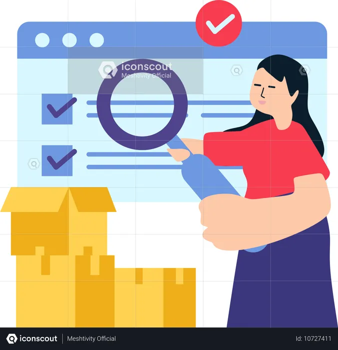 Female Checking Compliance Testing  Illustration