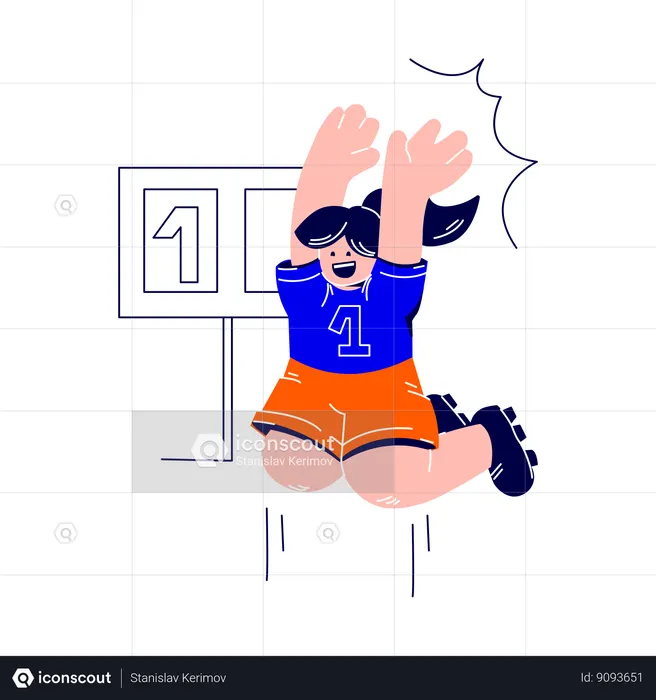 Female cheerleader jumps out of joy  Illustration
