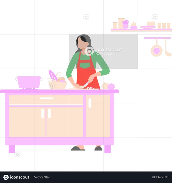 Female chef is preparing food  Illustration