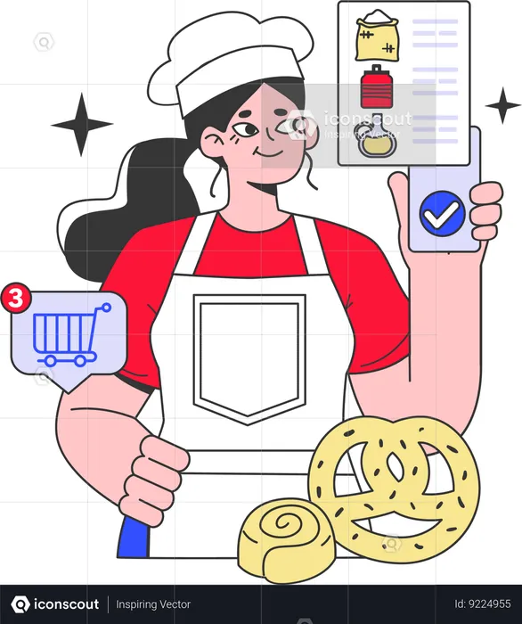 Female chef making sweets  Illustration