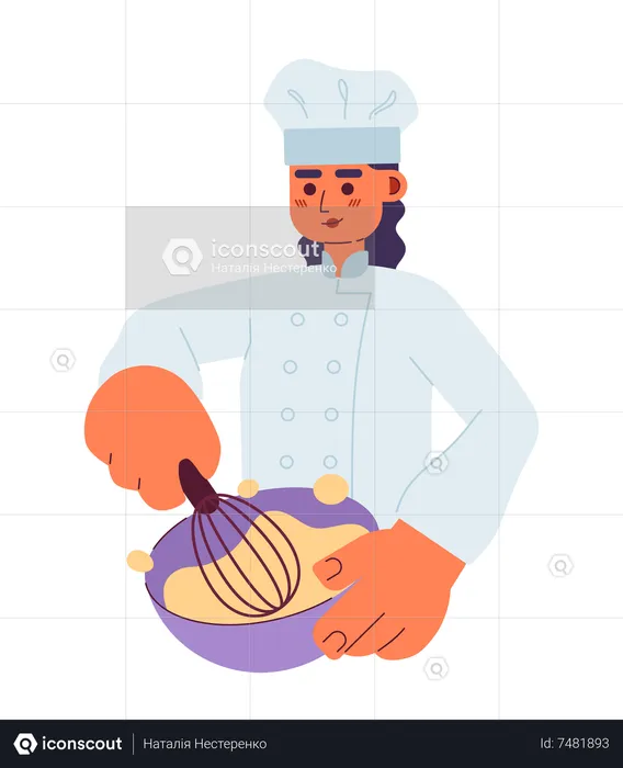 Female chef mix dough  Illustration