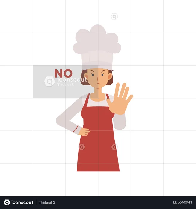 Female Chef Saying No  Illustration